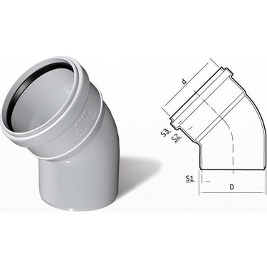 Fırat Pvc Dirsek (45° Açık) 315mm