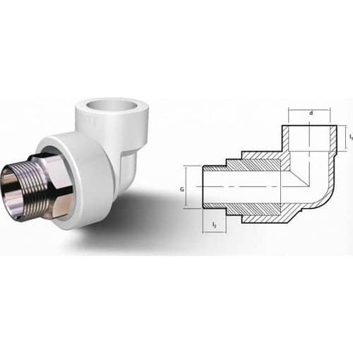 Fırat Dış Dişli Dirsek 32-1.1/2"mm (Altı Köşe)