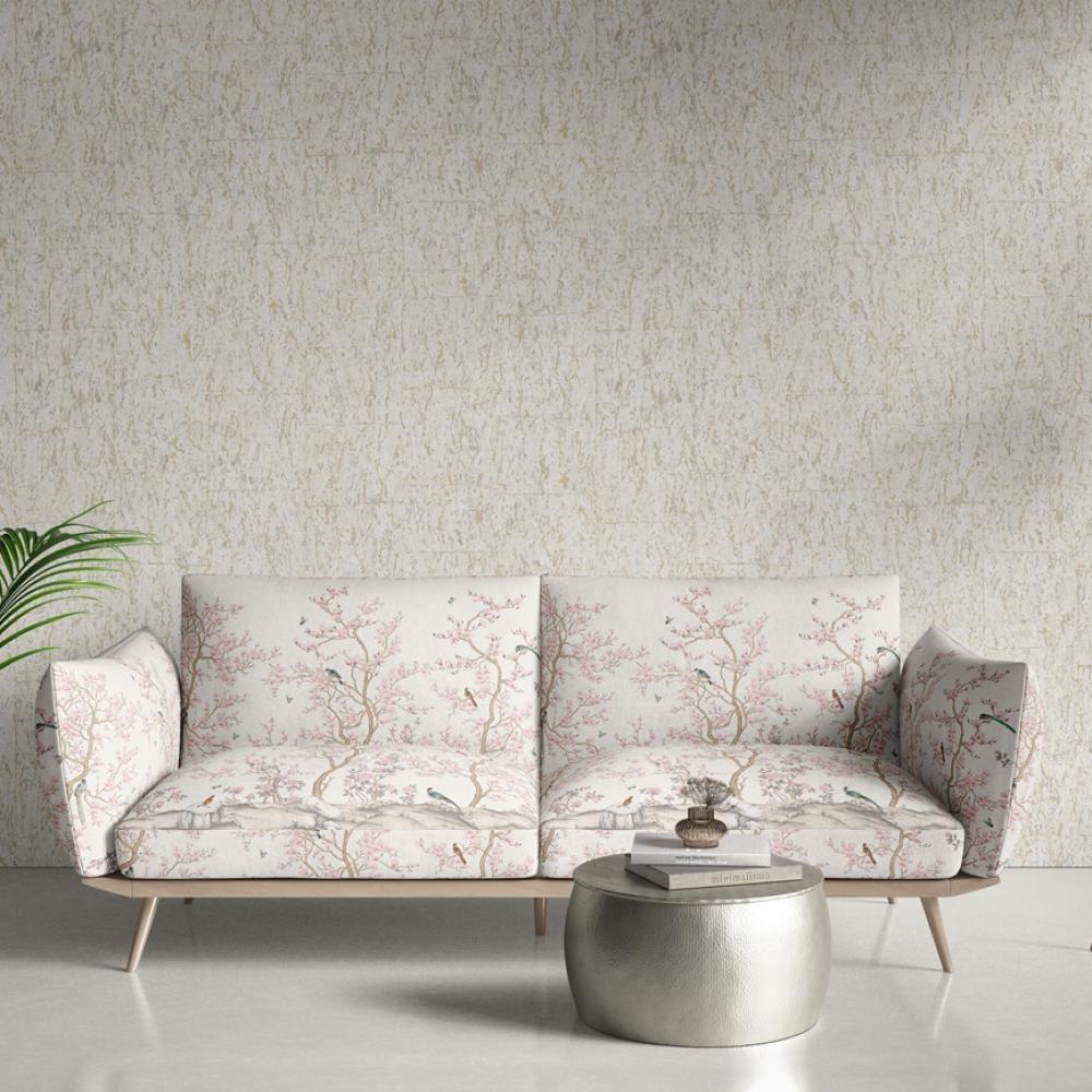 Pembe Çiçek Tasarımlı Baskılı Döşemelik Kumaş