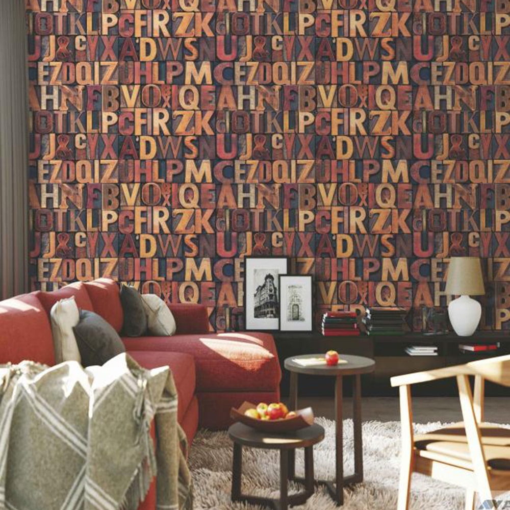 Adawall 4704 Serisi Tipografi Desenli Duvar Kağıdı