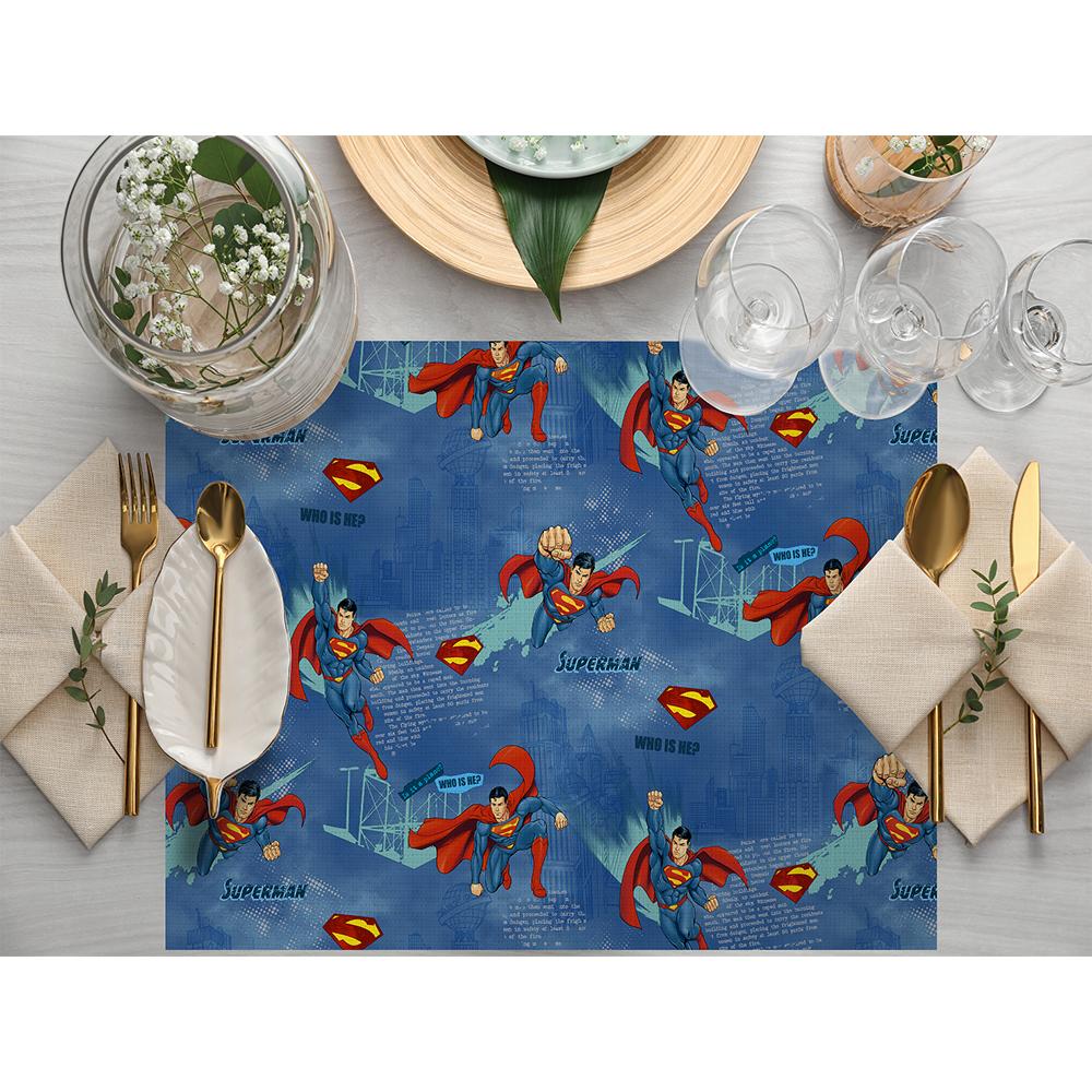 Blue Superman Amerikan Servis 4'lü Set 35X50CM
