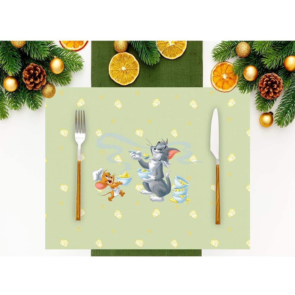 Green Tom & Jerry Amerikan Servis 4'lü Set 35X50CM