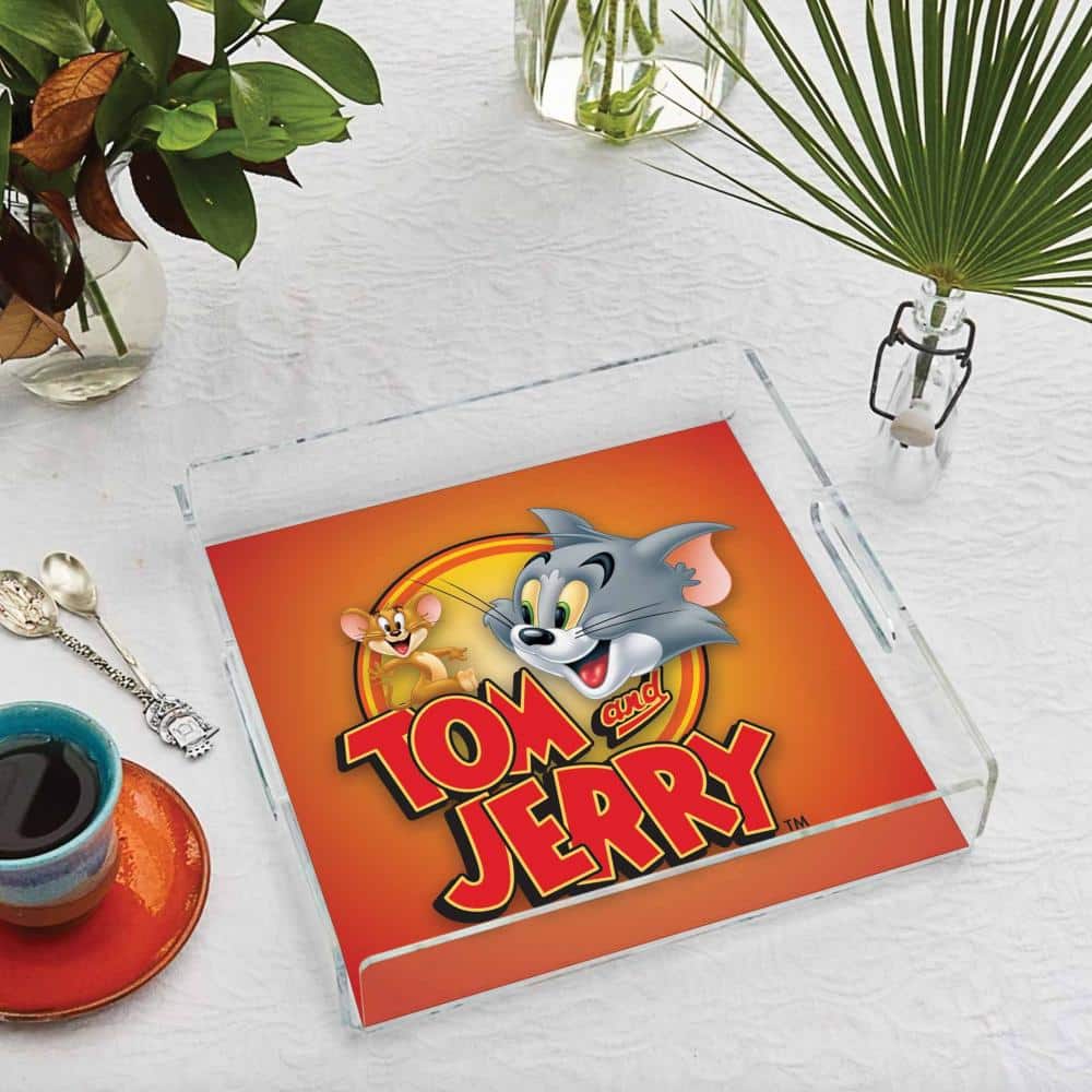Orange Tom And Jerry Pleksi Tepsi - 25X25CM