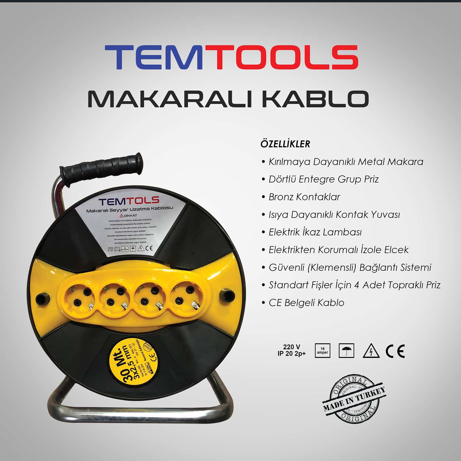 TEMTOOLS - Makaralı Kablo