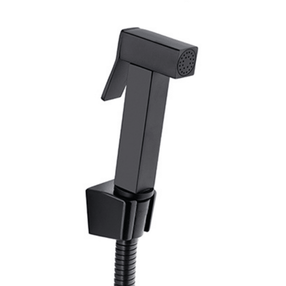 KARE TAHARETMATİK (Shut-Off) *Pirinç Başlık - 120 cm Çift Kenetli Kromajlı Hortum *Zamak Askılık KDU11097
