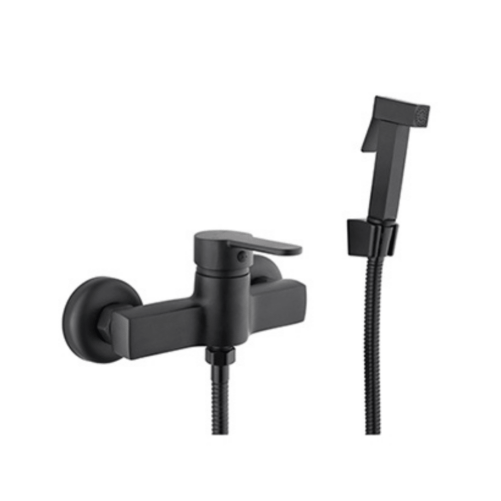 KARE TAHARETMATİK (Shut-Off) *Pirinç Başlık - 120 cm Çift Kenetli Kromajlı Hortum *Zamak Askılık KDU11210