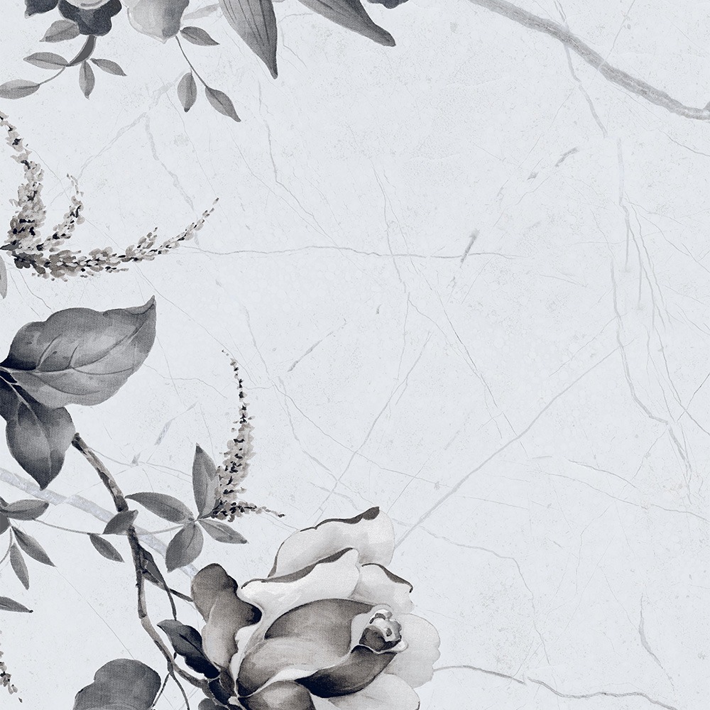 Güral Seramik Lal 30x90 Mat Grey Floral Dekor